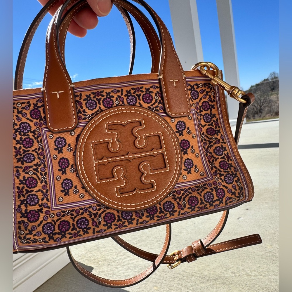 Tory Burch Brown and Purple Mini Satchel